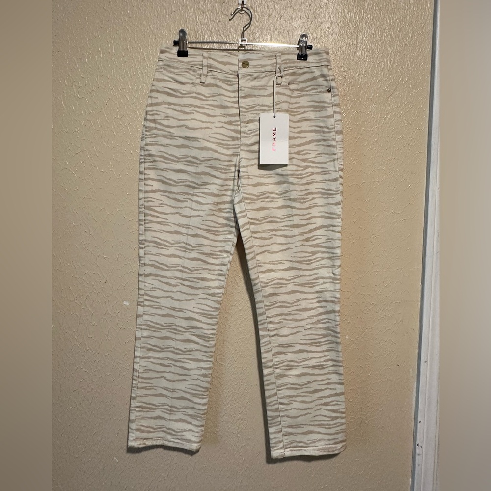 NWT Frame Le High Straight Jeans Tiger Print Size 27‎